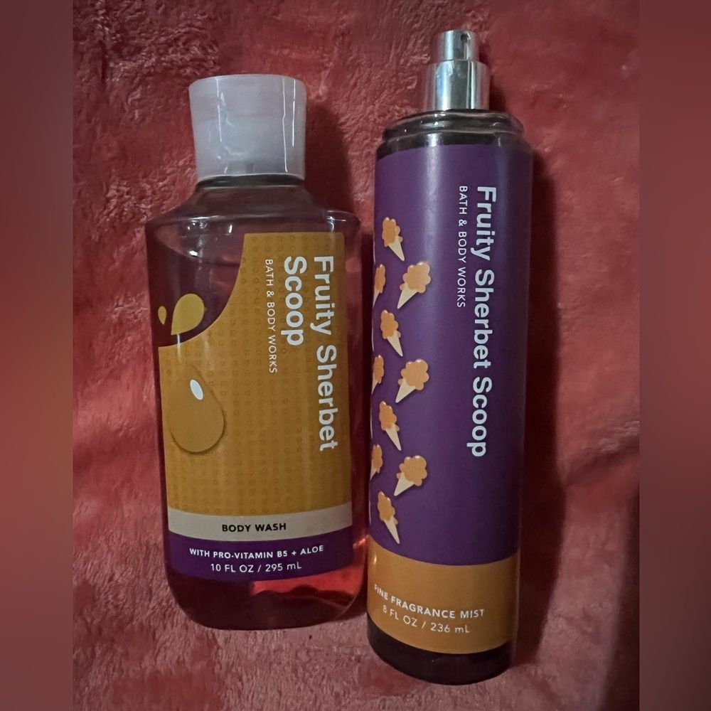 Bath & Body Works Fruity Sherbet Scoop body wash and fragrance mist NEW